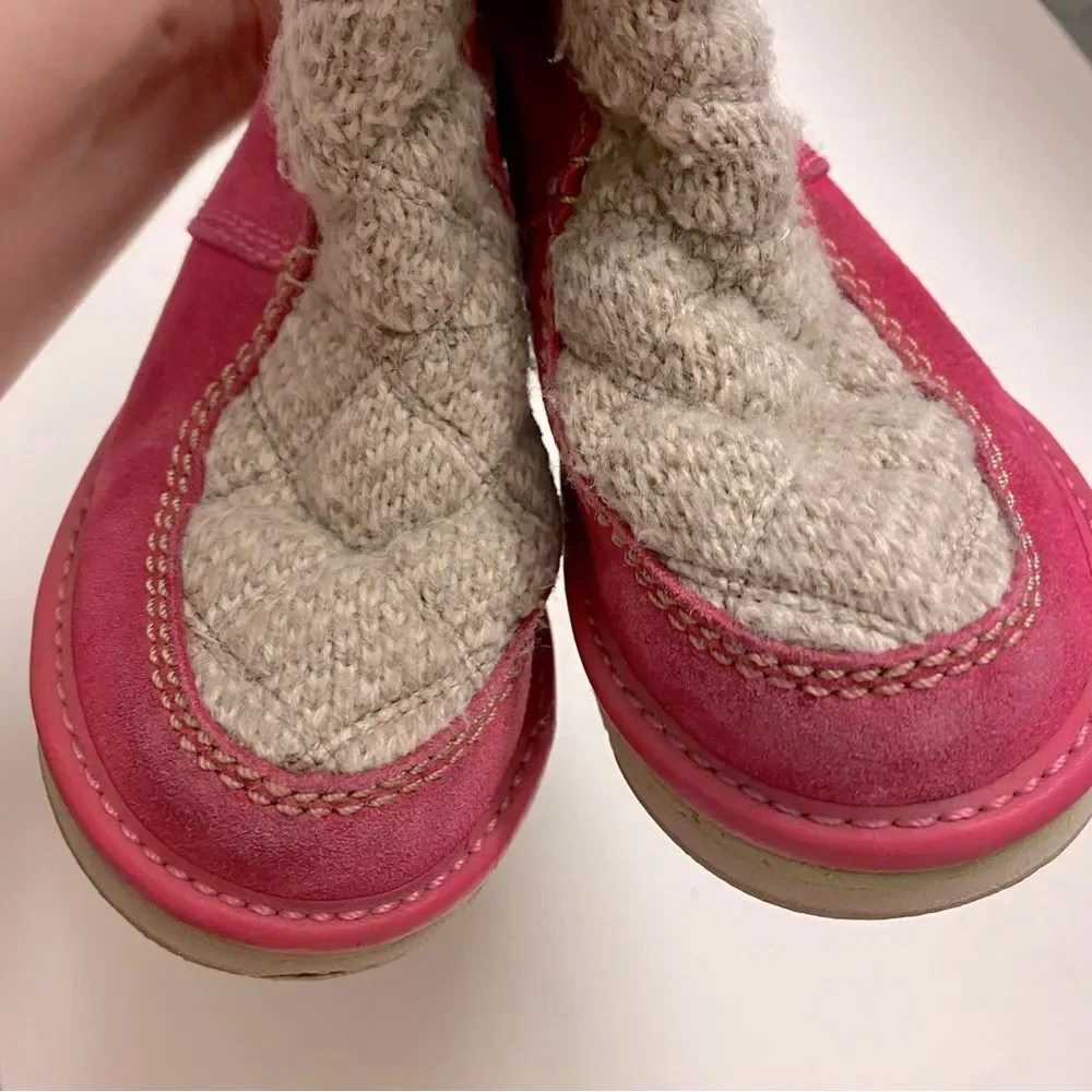 Sorel girls hot pink suede pull on tall Campus Snow winter Boots kids 12